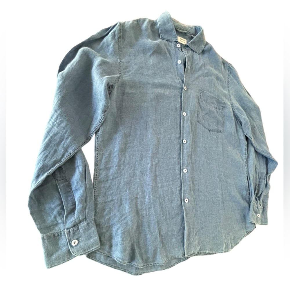 Aspesi- 100% linen front pocket shirt- Denim blue- 43- Like new!!!‎